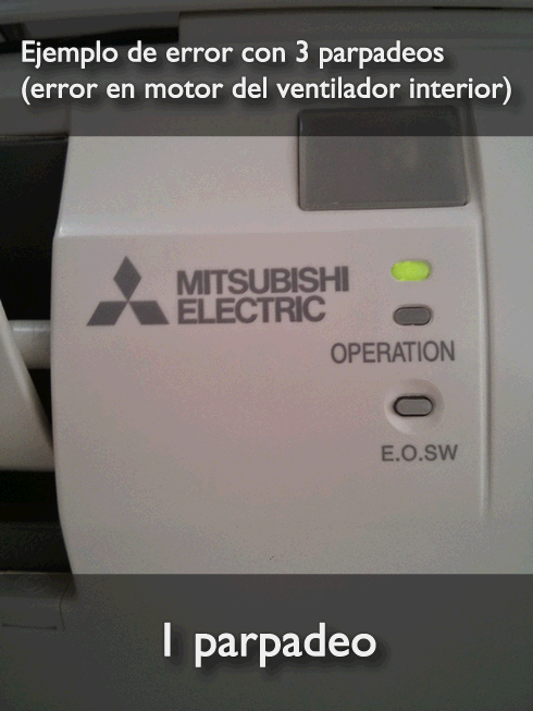 Parpadeo luz aire acondicionado Mitsubishi Electric